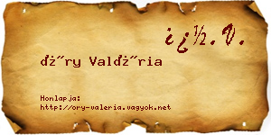Őry Valéria névjegykártya